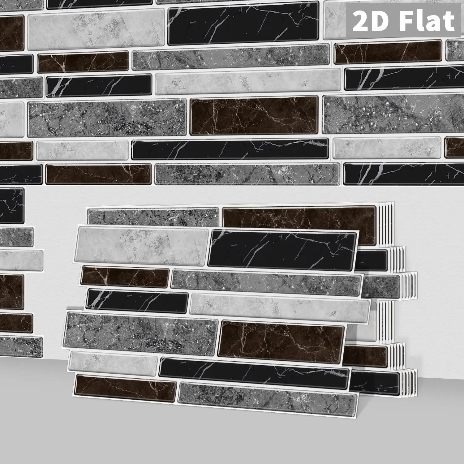 24pcs Marble Tile Stickers, Waterproof Self-Adhesive Square Wall Decals, Easy-To-Clean Decorative Tiles, Transform Your Space