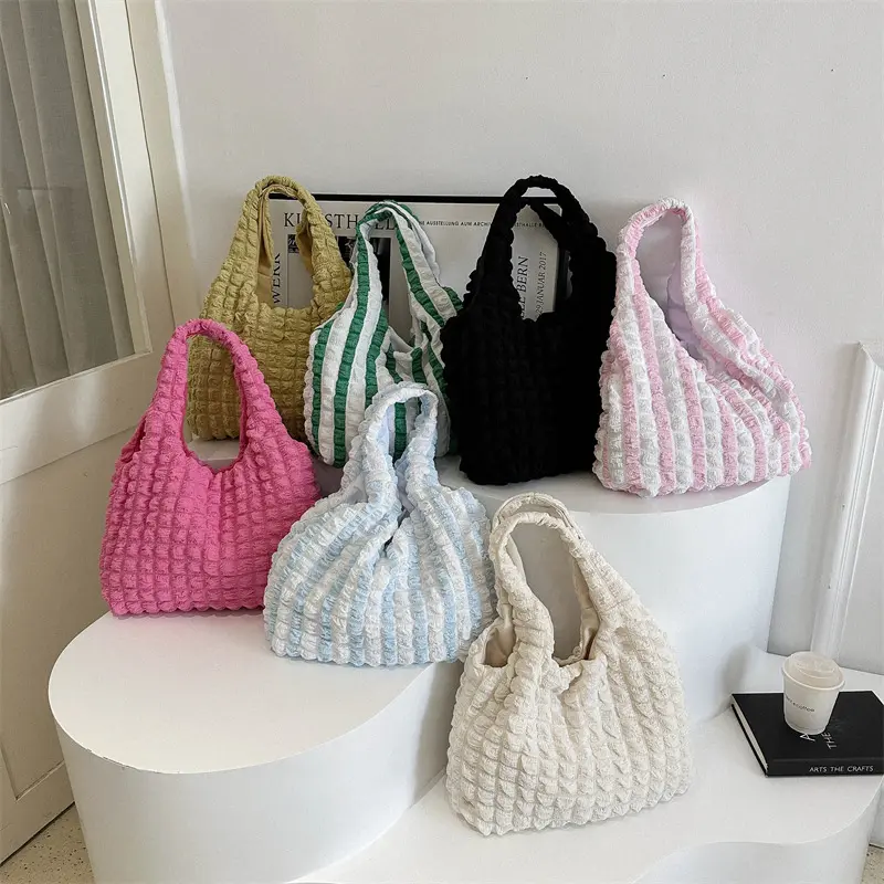 Ladies Personalized Pleated Bubble Bag 2025 Spring New Casual Fashion Large Capacity Shoulder Underarm Portable Tote Bag
