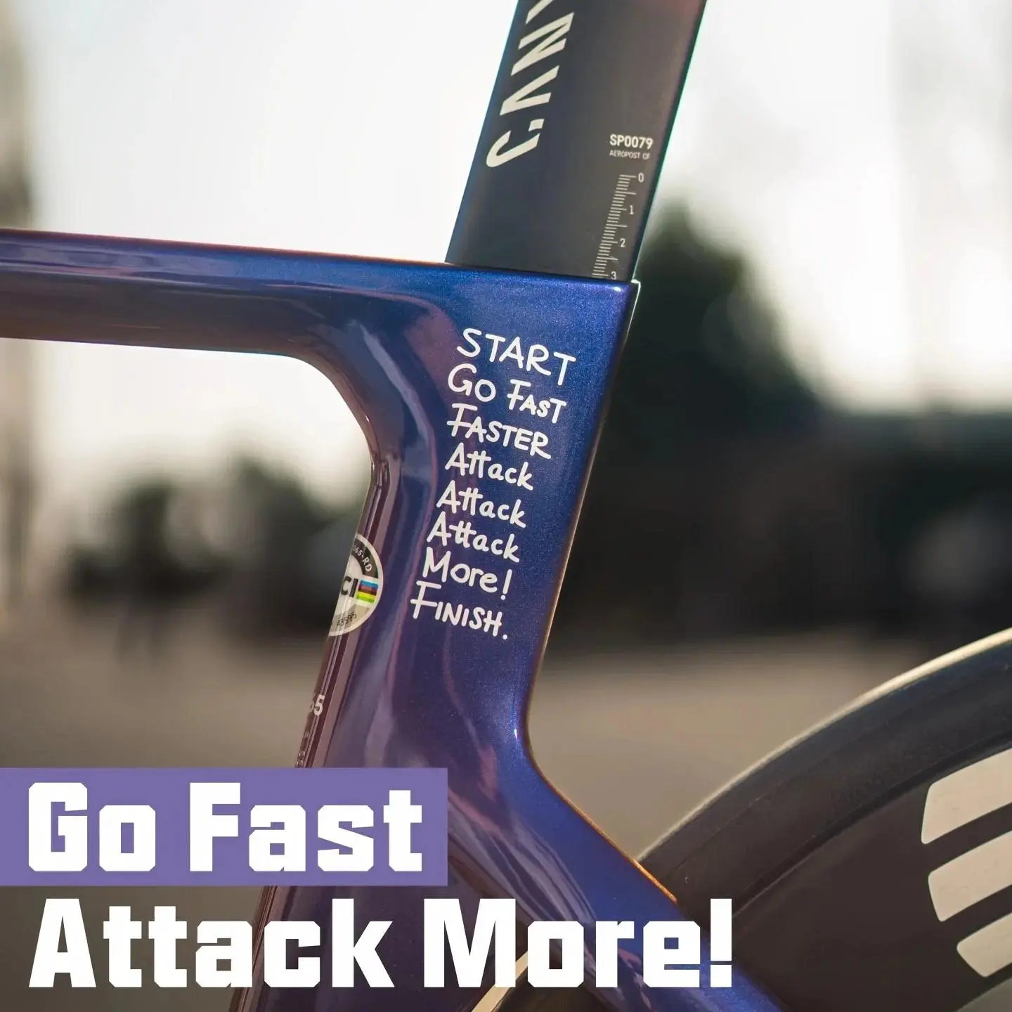 "Go Fast, Attack More" Bike Frame Stickers - DIY Decorative Stickers. Suitable for outdoor mountain bike upper tube and lower