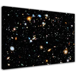 Retro Home Decor - Hubble Ultra Deep Field Space Telescope Poster Universe Planet Astronomy Wall - Canvas Poster Colorful Gifts Room Decoration Ornaments Print Water Proof Artistic