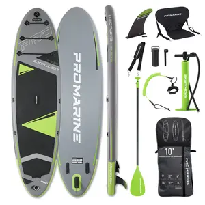 PROMARINE 10'/12' Inflatable Stand-Up Paddle Board (Inflatable Paddleboard) with Adjustable Paddle, SUP Carry Bag, Fast Pumping - Green Fathers' Day Gift