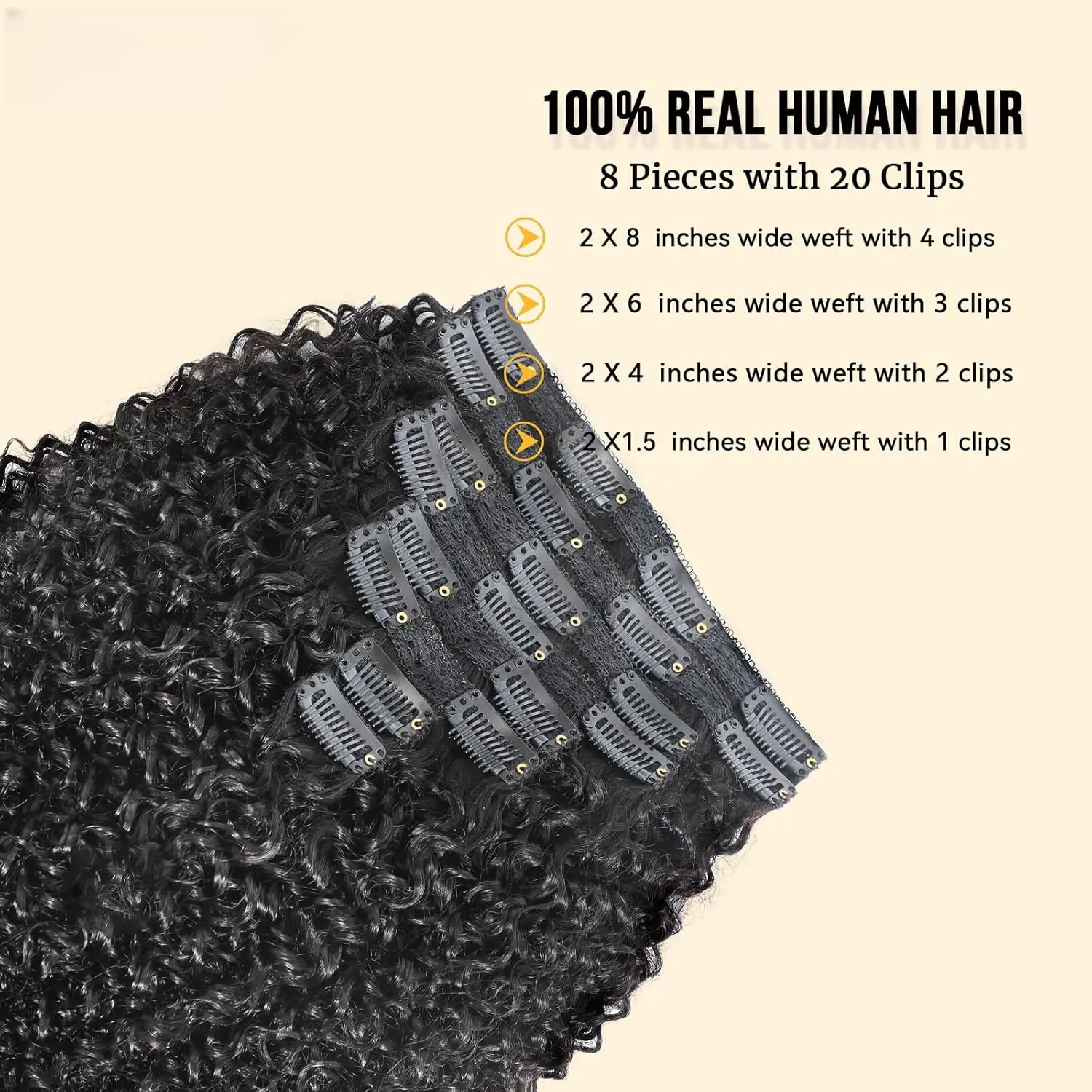 Curly Clip in Hair Extensions,Real Human Hair Afro Kinky 