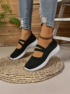 Women's Casual Flyknit Shoes, Fashion Cloth Flats, Comfortable Low-Top Sneakers, Perfect for Daily Wear, Stylish and Lightweight, Walking Shoes
