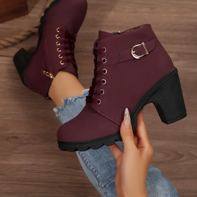 Women's Round Toe Platform Ankle Boots, Faux Fur Design, Furry Boots, Fashion Short for Outdoor and Commuting, All-Season Style, PU, Footwear