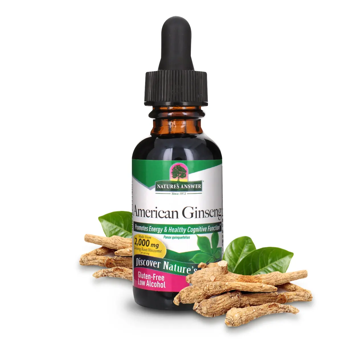 Nature's Answer American Ginseng Root Supplement with Organic Alcohol, 1-Fluid Ounce | Immune Support | Promotes Cognitive Function | Natural Energy Booster