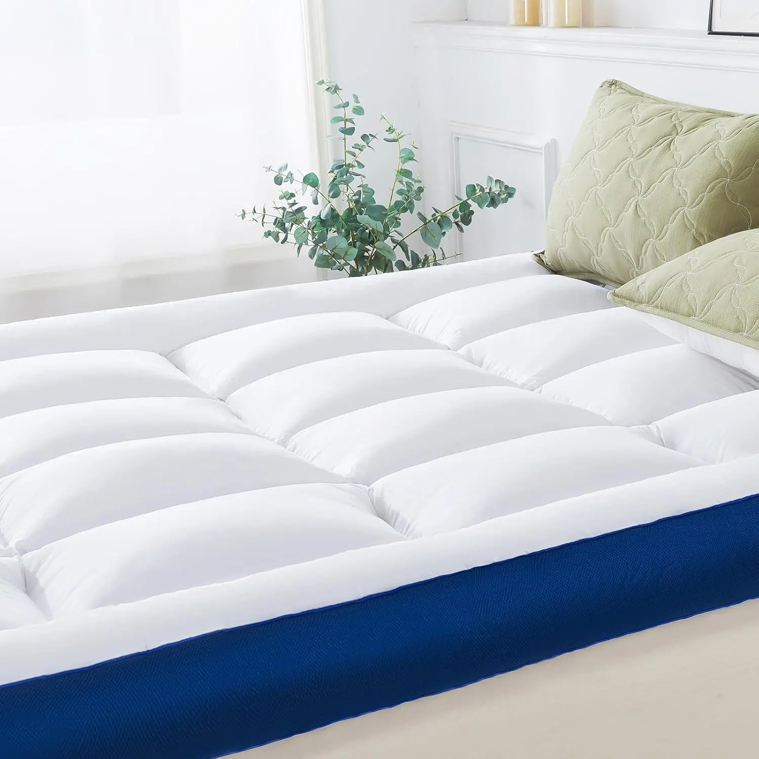 5 Inch Memory Foam Queen Mattress Topper 100% Cotton Top, Filled with Breathable & Soft Memory Foam Pillow Top,4 Elastic Straps