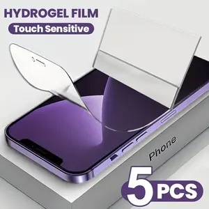5 pack HD Hydrogel Soft Screen Protector, Smartphone for iPhone 17 Pro Max/17 Air/17/16/15/14/13/12/11/Pro/Pro Max/Plus/Mini, Full Coverage soft screen protective film, dynamic island compatible, fingerprint protection, Bubble-Free Application