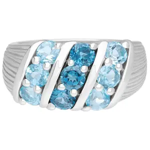 Ariva Sterling Silver Blue Topaz Trio Ring