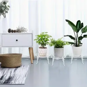 3-Piece Small Flower Stand, Iron Plant Display Rack, Indoor Outdoor Garden Container Round Plant Holder, Durable and Convenient