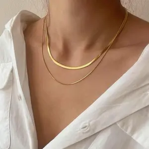 Dainty Herringbone Snake Chain Necklace Layered Herringbone Necklace Jewelry Gifts for Women Teen Girls For Christmas Gift