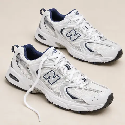 New Balance 530 White Silver Navy Women's Fashion Shoes New