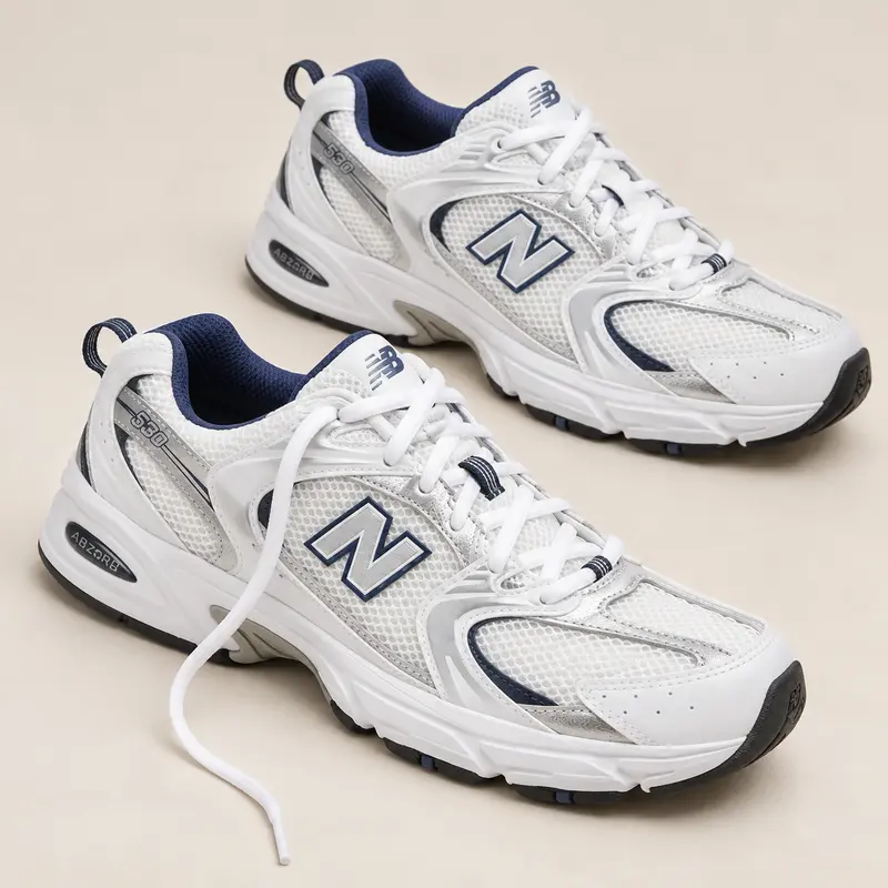 New Balance 530 White Silver Navy Women's Fashion Shoes New
