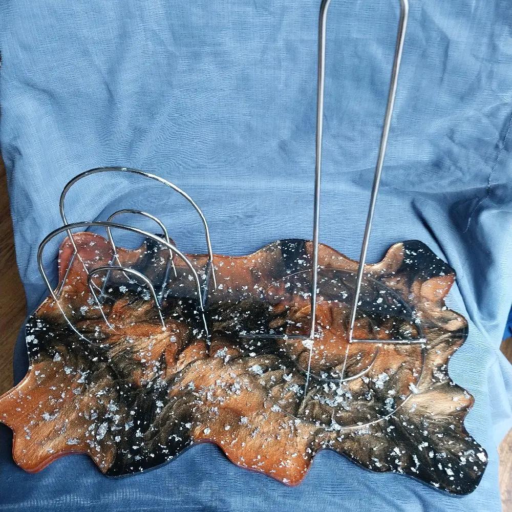 Epoxy Tray with Metal Napkin Holders and Paper Towel Holders - Large Design for Versatile Use