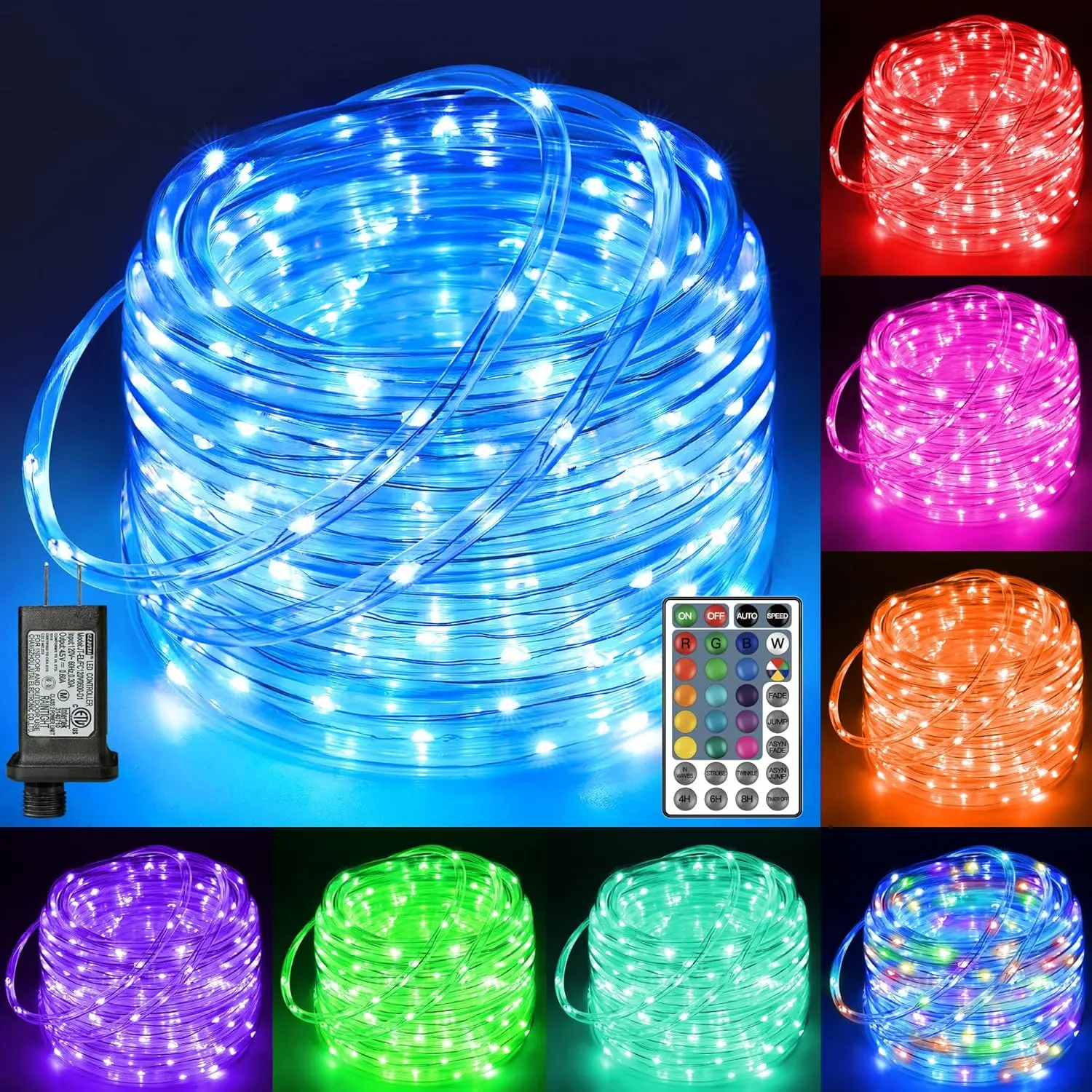 Outdoor Color Changing Rope Lights 99FT 300 LED Waterproof Plug in String Lights with Remote 18 Colors Twinkle Rope Lights for Indoor Outdoor Party Christmas Holiday Decorations