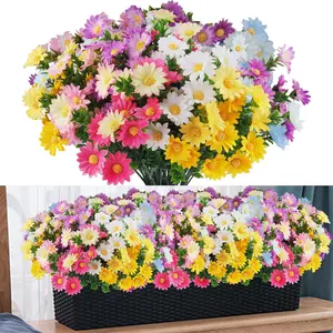 12 Bundles Artificial Fake Flowers for Decoration,UV Resistant Faux Greenery Shrubs Plants Fake Flowers Planter Wedding Office