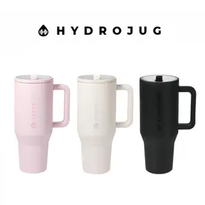 HydroJug 32OZ/40OZ Tumbler with Handle - Stainless Steel Insulated Travel Mug, Leakproof Straw Lid, Iced Coffee Cup, Cold/Hot Car Tumbler - Drinkware, Flasks