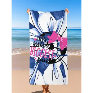 Little Sister Biggest Fan Breathable Lightweight Soccer Beach Towel - Cute Bow Style, Floral Design, Quick-Dry Resistant Pool Towel