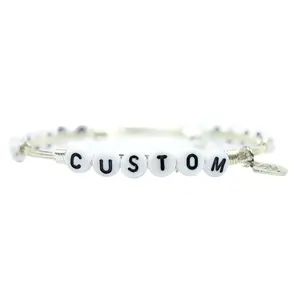 Custom Word Bangle Bracelet - Silver