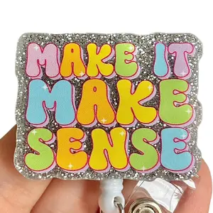 Glitter My Badge Funny Make it make sense badge reel for nurse and hospital workers. Badge clip Badge pull - Retractable swivel clip with a 360 rotation. Great gift for coworker.
