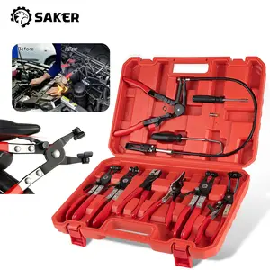 Sakerplus Professional Hose Clamp Kit, Pliers Set - Complete Fuel Line Tool Kit with Hose Removal Pliers & Clip Tools for Automotive Maintenance (9 in 1 Set)
