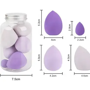 6 pieces Make Up Sponge in a Bottle - 7.5cm Jar with 5.2cm, 5.8cm, 4.5cm, 4.2cm, 4.6cm, 2.8cm, 2.2cm Sponges for Makeup Application