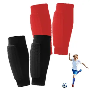 2 Pairs Football Shin Guards for Boys Girls Kids Youth Adult, Honeycomb Pads Calf Compression Sleeve, Lightweight Shin Protective Gear for Soccer Baseball MTB