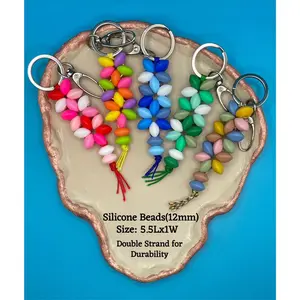 Handmade Silicone Beaded Flower Keychain - Double Strand for Durability