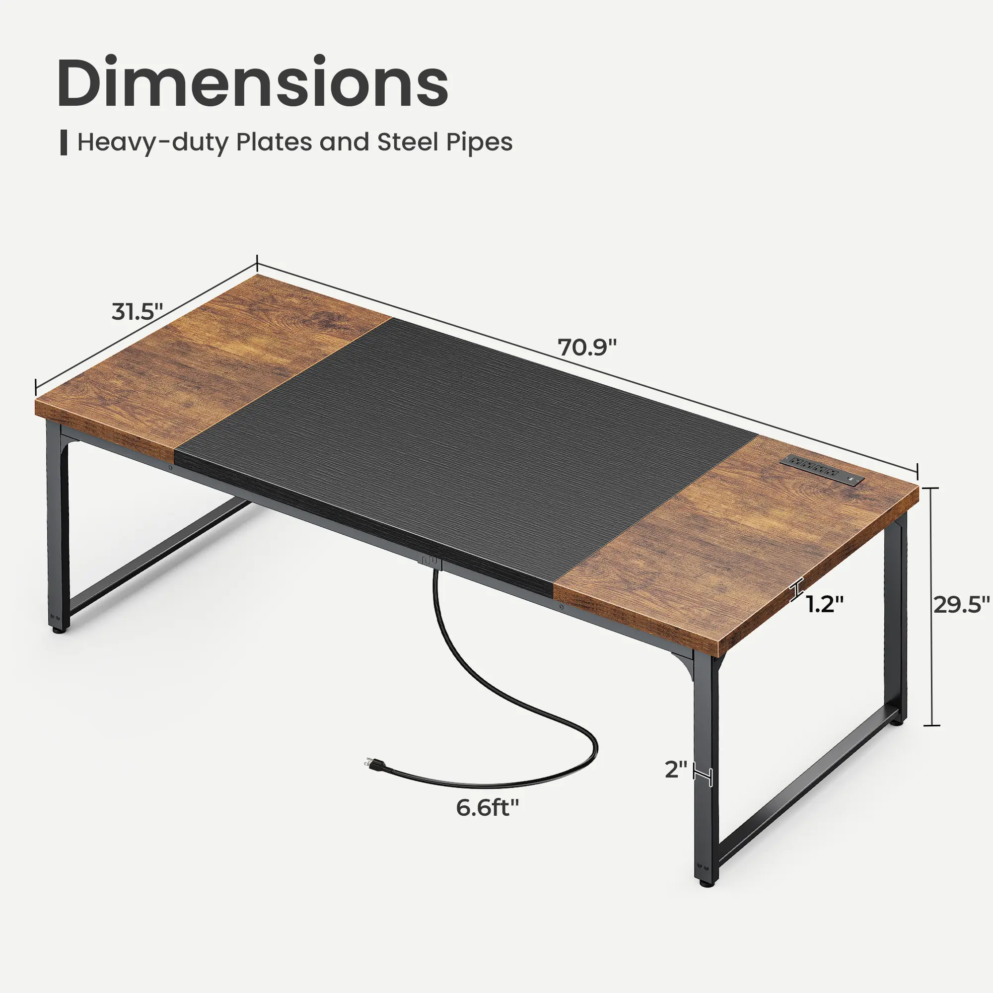 71 x 31.5 Rustic Brown and Black