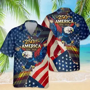 Retro Hawaii 250 Years of Freedom 1776 - 2026 Eagle Patriotic Shirt Statue Of Liberty, US Flag, Liberty Bell, 250th Anniversary Hawaiian Shirt