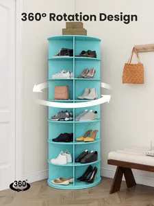 7 Tier Rotating Shoe Rack Tower, Spinning Shoe Organizer Rotating Shelf, Space-Saving 360° Revolving Shoe Rack Storage Round Carousel for Entryway, Closet & Bedroom
