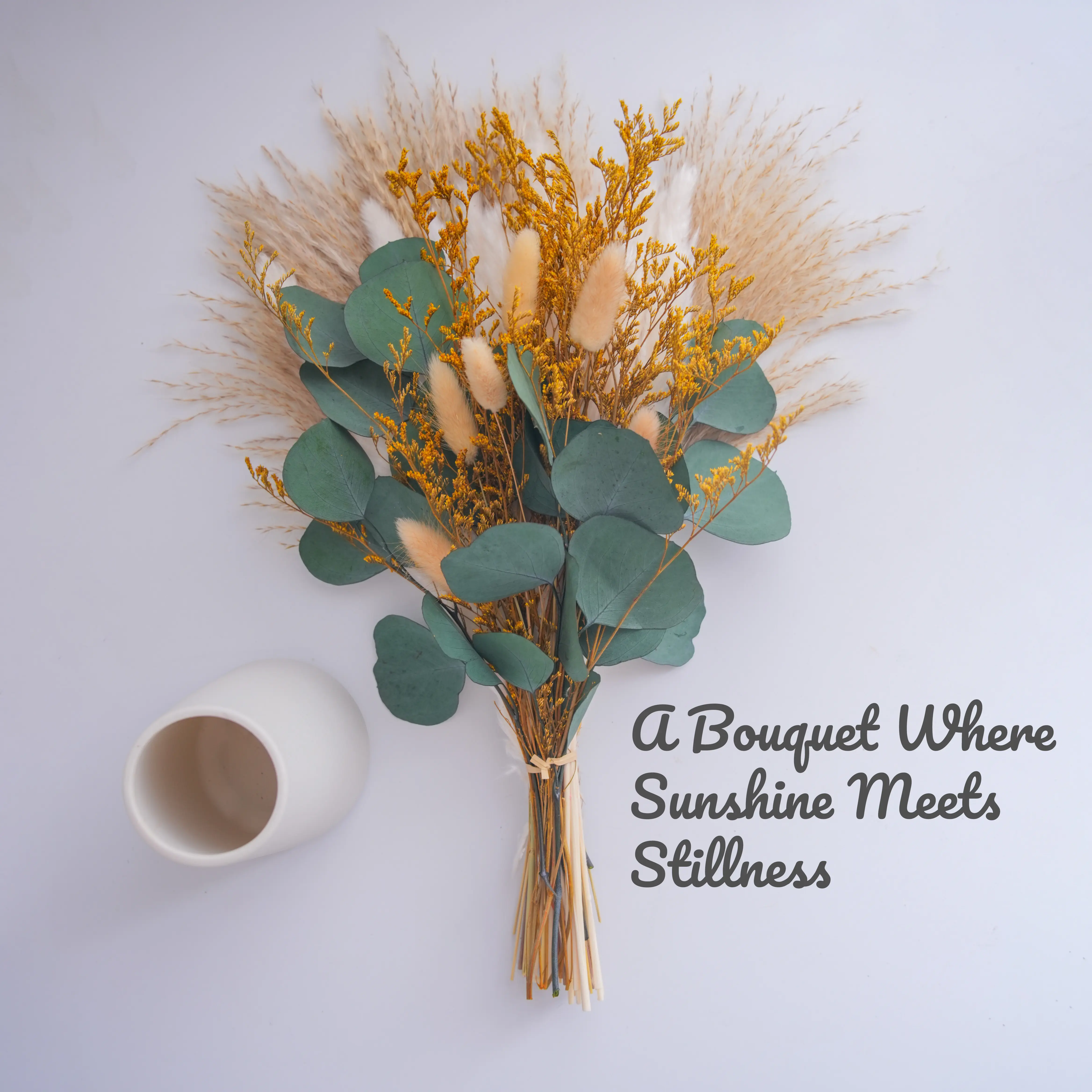 Natural Dried Flower Bouquet Handmade by Designers with Optional Vase Featuring Pampas Grass, Eucalyptus, and Rabbit Tail Grass for Home and Wedding Decoration flowers bouquet room decorations angel  tree  gift