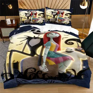 Christmas Eve Horror Pattern, Soft and Durable Suitable for Children and Adults Bed Cover Set, Includes 1 duvet cover and 1 or 2 pillowcases, No Cotton Core, Suitable as Daily Holiday Birthday Gift