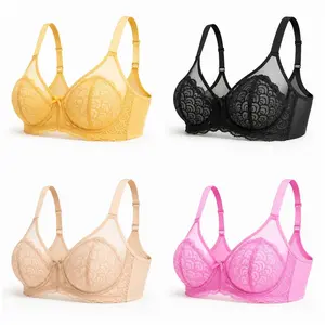 Women’s Mermaid Scales Sexy Lace Plus Size Unlined Underwire Non-padded Full Coverage Minimizer Bra with Back Smoothingfor Women Large Bust