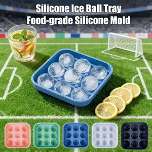 Cute Soccer Ball Ice Cubes Mold with Lid, Silicone Football Ice Cube Maker for Cocktails, Whiskey Ice Cube Trays for Freezer
