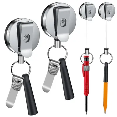 6 PCS Retractable Pen Holders With Lobster Clasp - Silicone Pen Clips For Badge Reels & Lanyards, Multi-Color - View #9