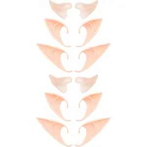 6 Pairs Elf Ears - Cosplay Fairy Pixie Fairy Ears Soft Pointed Ear Tips Anime Party Dress Up Costume Makeup Masquerade Accessories Halloween Elven Vampire (6 Pairs)