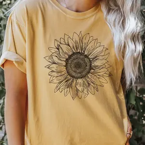 Sunflower Shirt, Flower T Shirt, Garden Aesthetic, Floral Tee, Womens Gardening Shirts, Gift for Her, Comfort Colors® TShirt, Minimalist Tee NB
