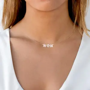 MomLace Collection – MomShell Necklace - Invisible Threads, Unbreakable Bonds, Delicate Design with Natural Shell Letters, Minimalist Style