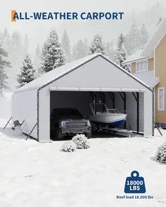 Roofing Panels for Metal Carport 20x25 ft, 20x20 ft, Heavy Duty Metal Carport Kits, 27 Ga. Galvanized Steel Ribbed Panels, 60.23 in x 19.68 in, 16 Pcs, White