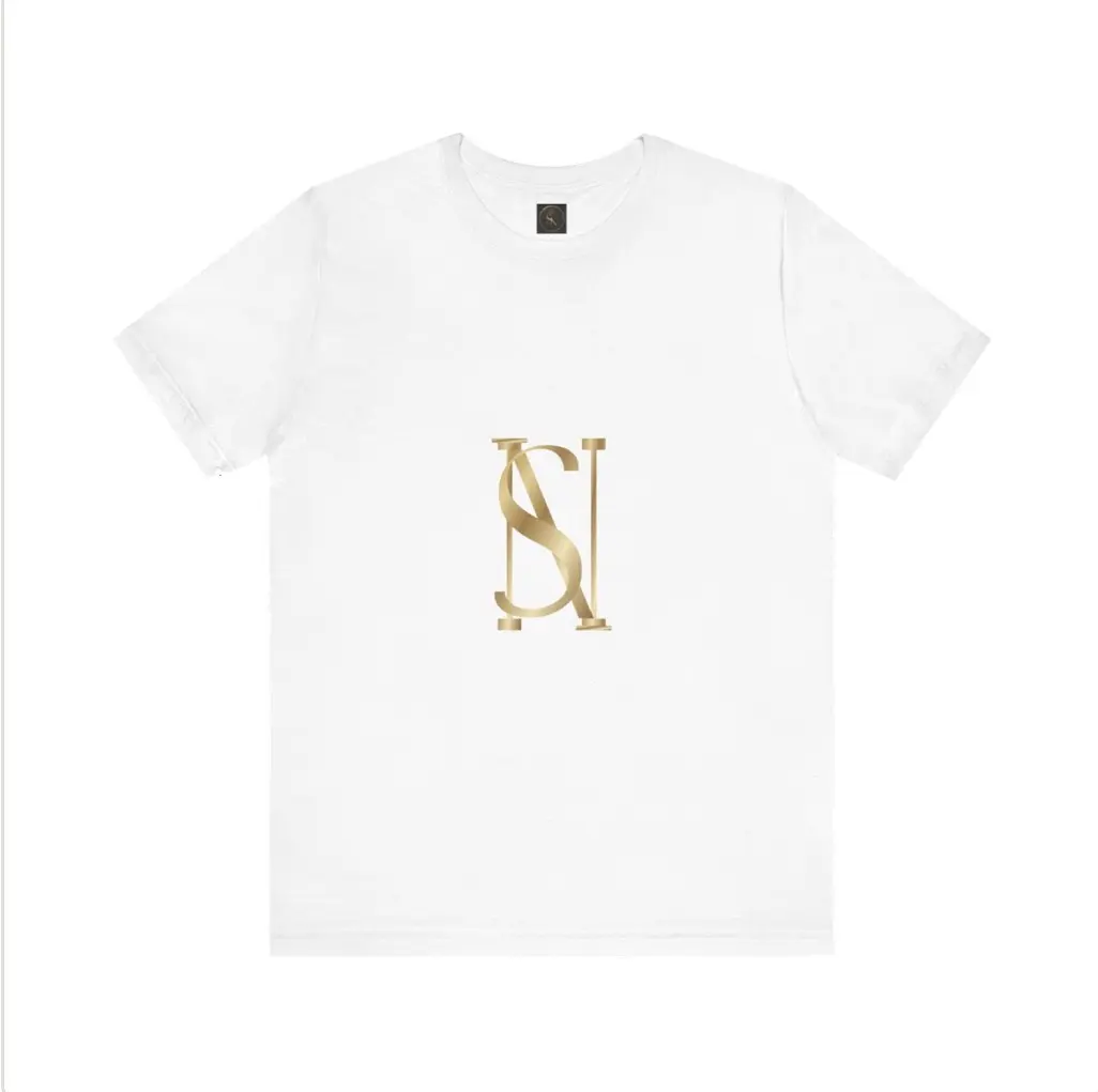 Minimalist Gold Monogram T-Shirt | Quiet Luxury Aesthetic Graphic Tee | Premium Unisex Streetwear | Elegant white and Gold Shirt