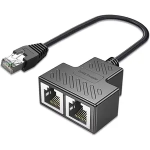 Ethernet Splitter, RJ45 1 Male to 2 Female LAN Ethernet Cable Splitter Mini Starlink Ethernet Adapter Suitable Super Cat5, Cat5e, Cat6, Cat7 LAN Ethernet Socket Connector Adapter