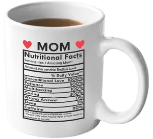 Funny Birthday Mother's Day Gift Mom Nutritional Facts Ceramic Coffee Mug Mama Cup Best Mom Ever Mug For Mommy Grandma Stepmom From Daughter Son Boy Mama Present 11 Oz
