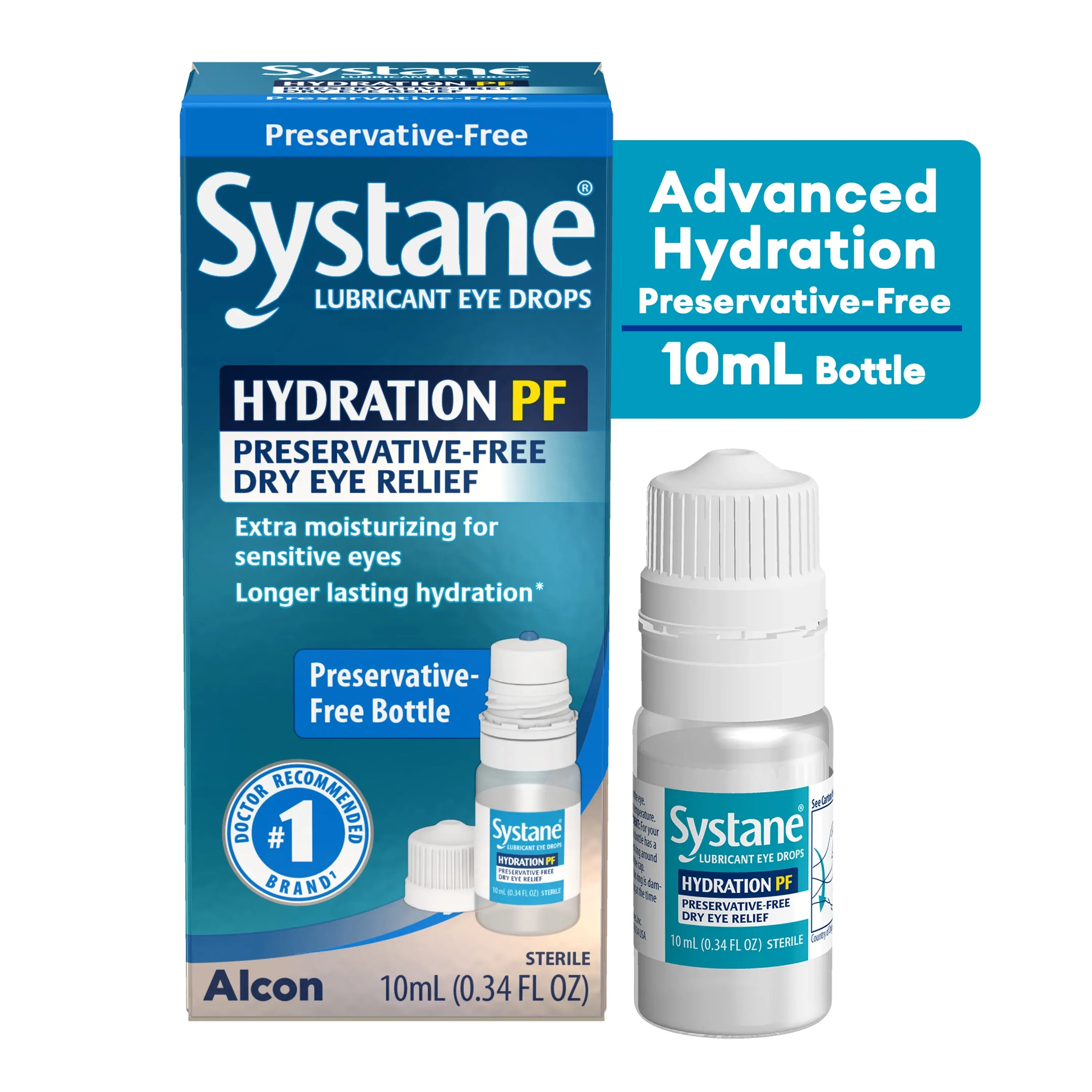 Systane Hydration Preservative-Free Liquid Eyedrops, 10 ml, Daily Relief for Dry Eyes