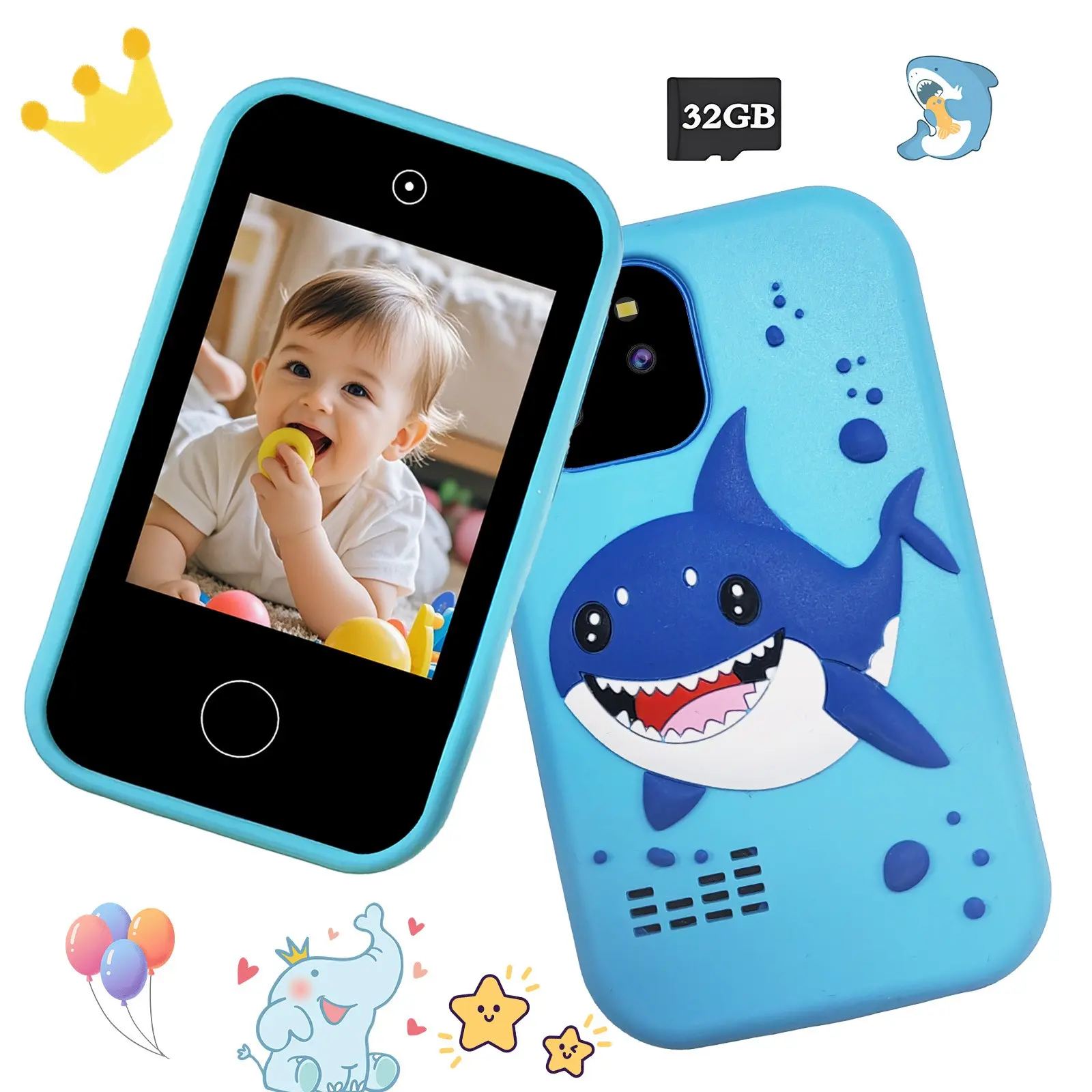 Multiple Style Designs Star Kids Smart Digital Phone Toy, 2.8-Inch HD Touch Screen, Included Educational Games, Dual Cameras & Music Player, Perfect Christmas Birthday Gift for 3-12 Year Old Boys & Girls