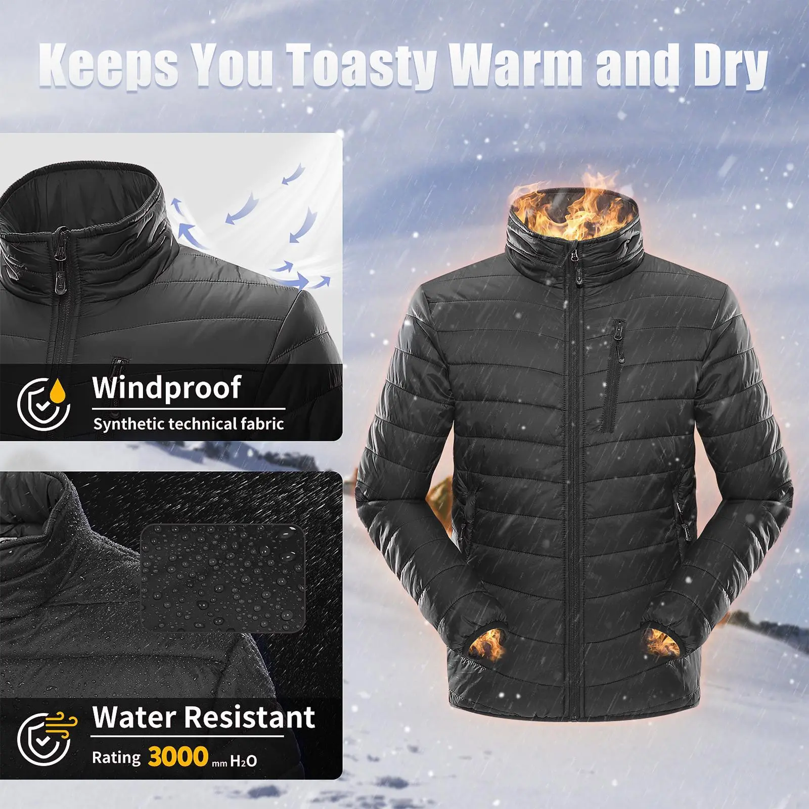 33,000ft Men's Puffer Jacket Lightweight Packable Winter Jacket
