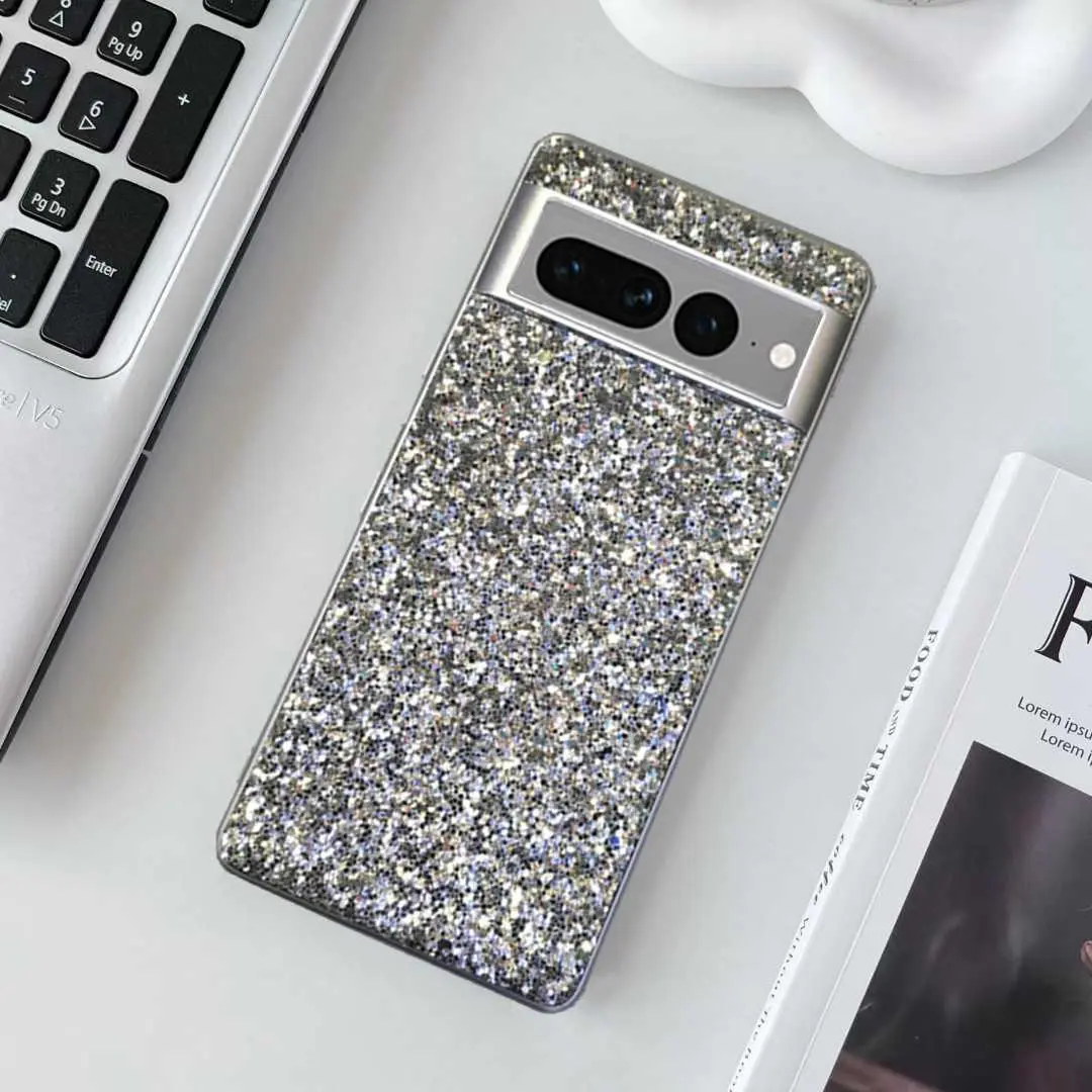 Compatible With Google Pixel 10 Pro Phone Case Electroplated Glitter Compatible With Pixel 9/8/7 Full Coverage Ring Compatible With Pixel 6A Protective Case HNAI34