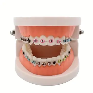 A Set of Metal Bracket and Orthodontic Binding Cable StainlessSteel Temporary Teeth Decoration Suit,Tasteless Upper and Lower TeethDental Veneer-Tools and AccessoriesEffect oral use stainless steel temporary veneer metal  brace durable Fathersdaygift