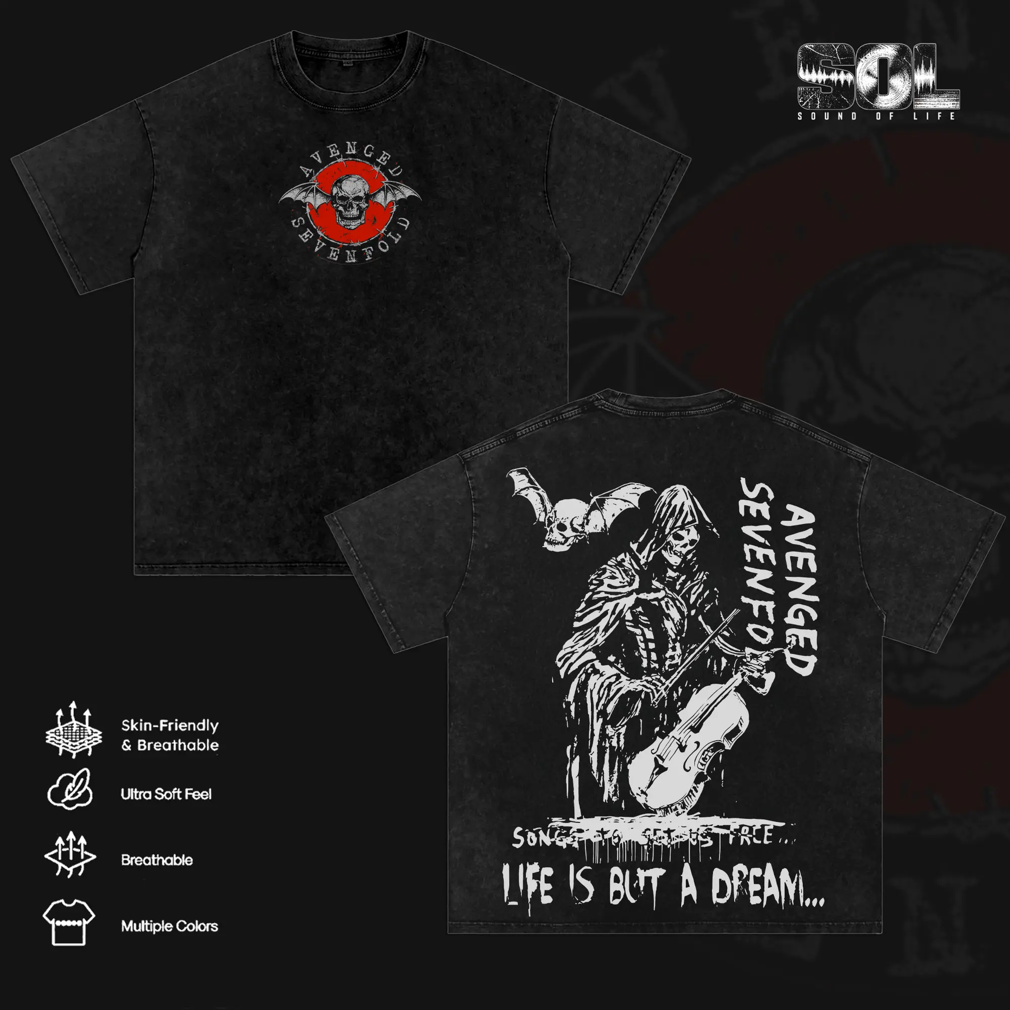 A7X Band Tee – Avenged Sevenfold Tour 2025 T-Shirt Hoodie & Sweatshirt Vintage Washed Heavy Metal Hard Rock Heavy Cotton Oversize Unisex Retro Graphic Streetwear Music Fanwear Edition