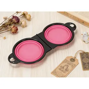2 In 1 Portable Foldable Dog Bowl – Collapsible Silicone Double Bowl Set for Outdoor Travel, Dual-Use as Puppy Food Container & Dog Water Bottle, Lightweight, Leak-Proof, Easy to Store,Collapsible & Easy to Carry,Silicone Material,Trail Ready,BPA Free