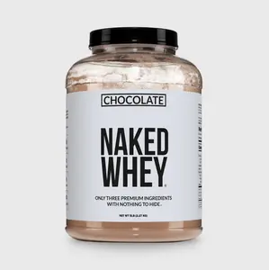 Naked Whey Chocolate Protein Powder - 5LB Grass-Fed, Non-GMO, No Additives, 25g Protein, 5.9g BCAAs - Only 3 Ingredients
